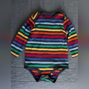 Primary Rainbow Stripe Long-Sleeve One-Piece